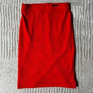 Ann Taylor Diamond Weave Jacquard skirt sz 14 Fire Glow Orange